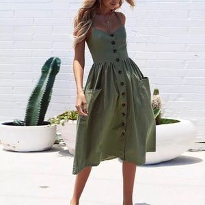 LAST ONE!!! BOUTIQUE Olive Green Midi Sun Dress